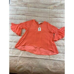 La Rogue Origional Orange 100% Silk bell Sleeve blouse - NWT - OS